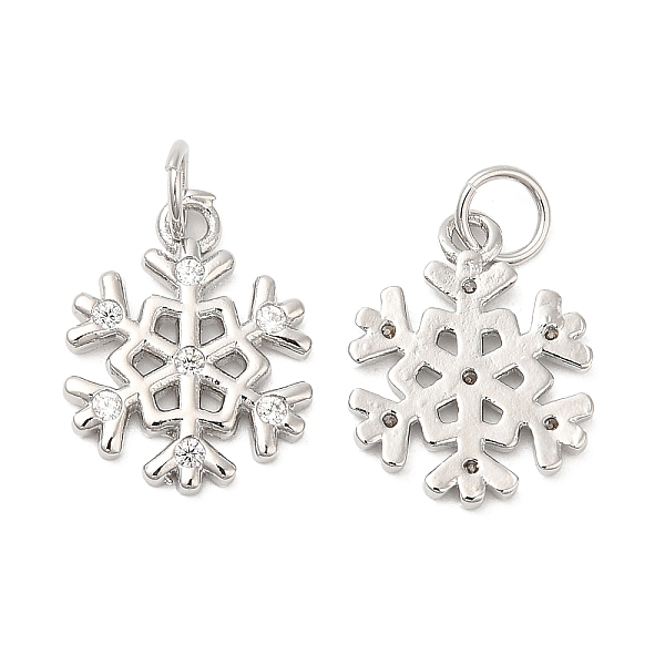

PandaHall Christmas Rack Plating Brass Pendants, with Cubic Zirconia, Lead Free & Cadmium Free, Long-Lasting Real 18K Gold Plated, Snowflake..., Silver