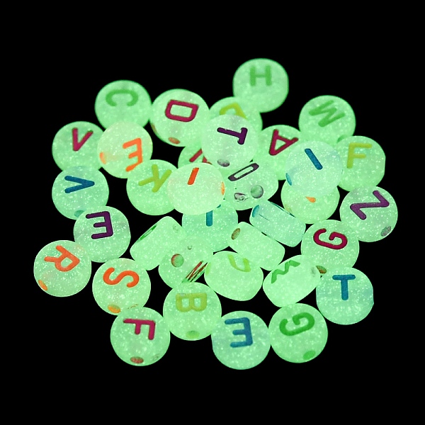 

PandaHall Transparent Luminous Acrylic Beads, Flat Round with Letters, Mixed Color, 7x4mm, Hole: 1.4mm, 3600pcs/500g Acrylic Flat Round..., Multicolor
