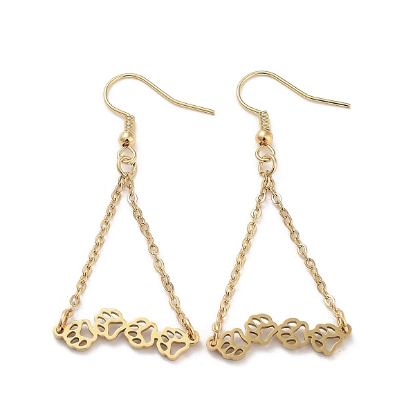 

PandaHall 304 Stainless Steel Dangle Earrings, Cat Paw Print, Golden, 57x23.5mm 304 Stainless Steel Paw Print