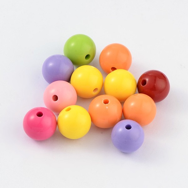 

PandaHall Opaque Chunky Bubblegum Acrylic Beads, Round, Mixed Color, 24mm, Hole: 2mm, about 64pcs/500g Acrylic Round Multicolor