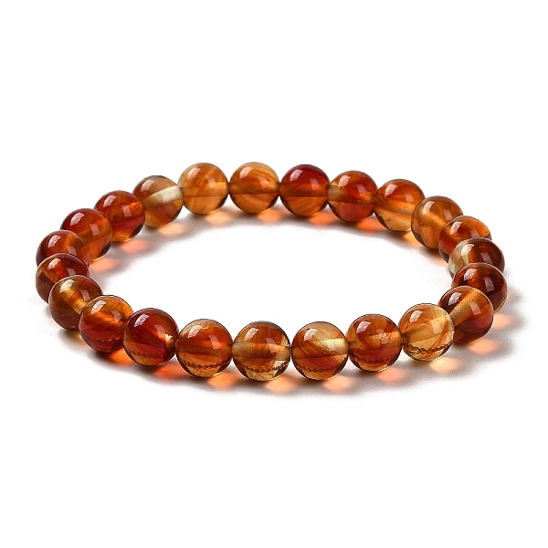 

PandaHall Handmade Lampwork Stretch Bracelets, Round Beaded Bracelets for Women, Sienna, Inner Diameter: 2-1/8 inch(5.3cm), Beads: 8mm..., Brown
