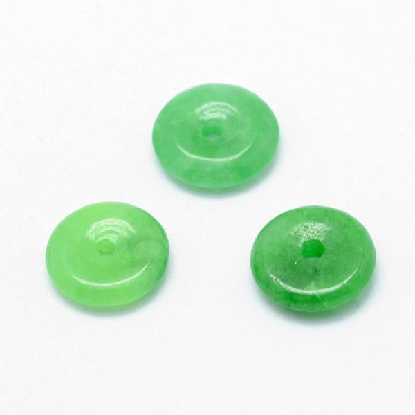 

PandaHall Natural Myanmar Jade/Burmese Jade Charms, Dyed, Donut/Pi Disc, Donut Width: 4.3mm, 10x2mm, Hole: 1.5mm Myanmar Jade Donut