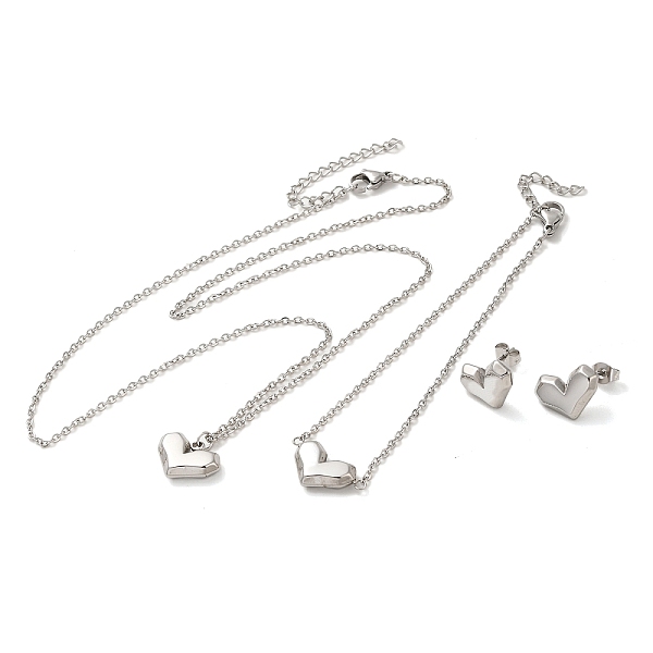 

PandaHall Heart 304 Stainless Steel Pendant Necklaces & Bracelets & Stud Earrings Sets for Women, Stainless Steel Color, 7.83 inch(199mm)...
