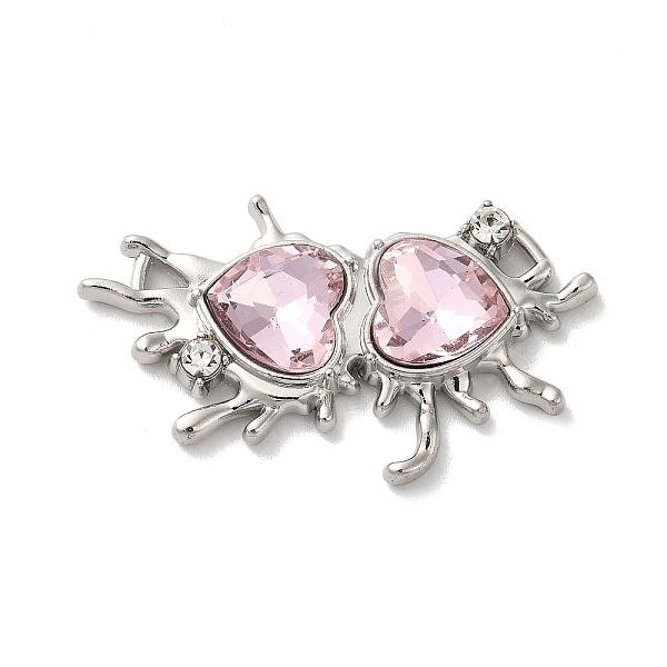 

PandaHall Alloy Connector Charms, Melting Heart Links with Glass, Lead Free & Cadmium Free, Platinum, Pink, 24x40x6mm, Hole: 2.6x2mm and...