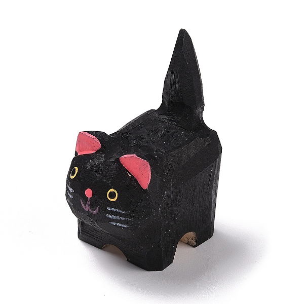 

PandaHall Cat Shape Wood Figurines, for Home Office Tabletop Decoration, Black, 25.5x37.5x52mm Wood Cat Shape Black