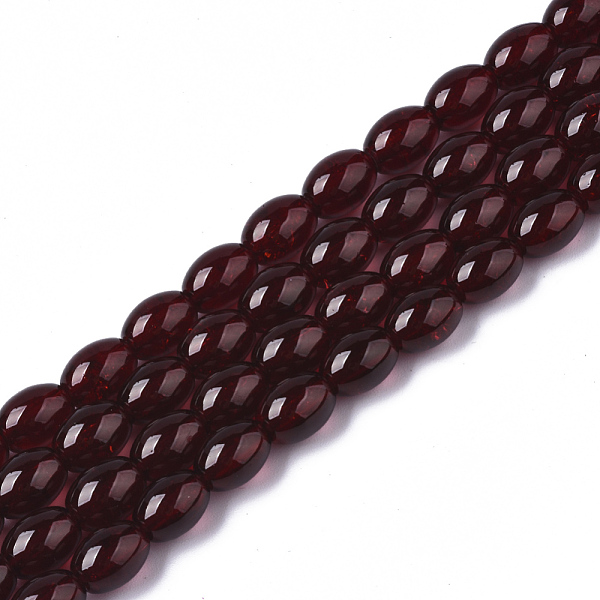

PandaHall Transparent Crackle Glass Beads Strands, Oval, Brown, 8x5.5~6mm, Hole: 1mm, about 100pcs/strand, 31.4 inch Glass Oval Brown