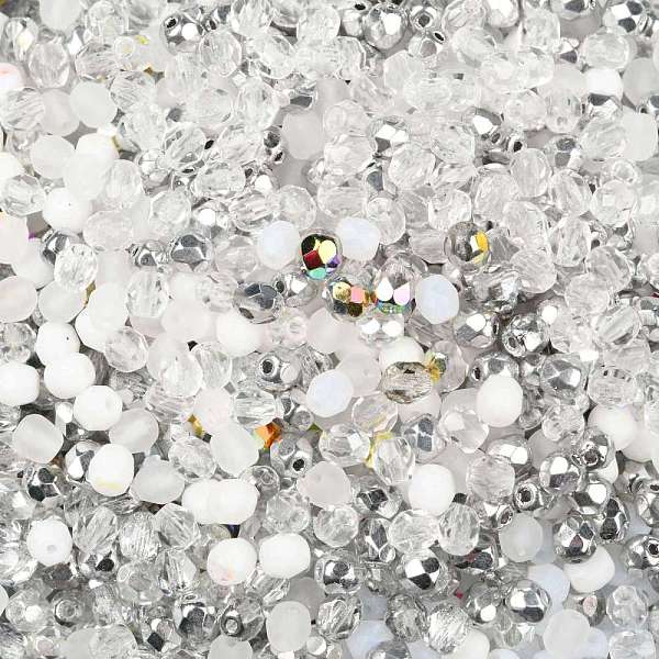 

PandaHall Fire-Polished Czech Glass Beads, Faceted, Ananas, Clear, 4x4mm, Hole: 1mm, about 1440pcs/bag Czech Glass Round Clear