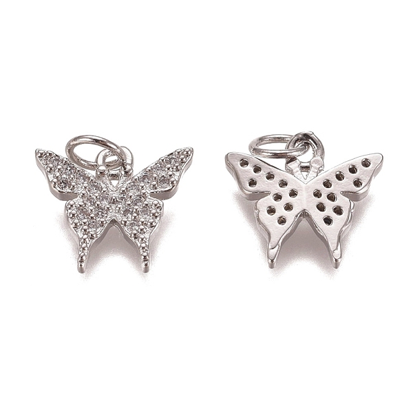 

PandaHall Brass Micro Pave Clear Cubic Zirconia Charms, with Jump Rings, Butterfly, Platinum, 11x12.5x2.5mm, Hole: 3mm Brass+Cubic Zirconia...