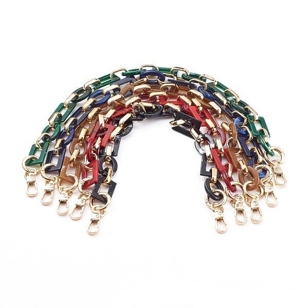 

PandaHall Acrylic and CCB Plastic Link Chains Bag Handles, with Alloy Swivel Clasps and Spring Gate Ring, for Bag Straps Replacement..., Multicolor