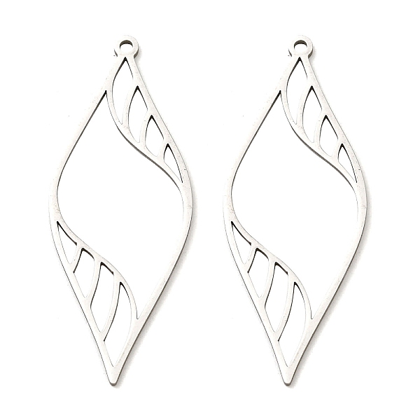 

PandaHall 201 Stainless Steel Pendants, Laser Cut, Leaf Charm, Stainless Steel Color, 44x17x1mm, Hole: 1.4mm 201 Stainless Steel Leaf