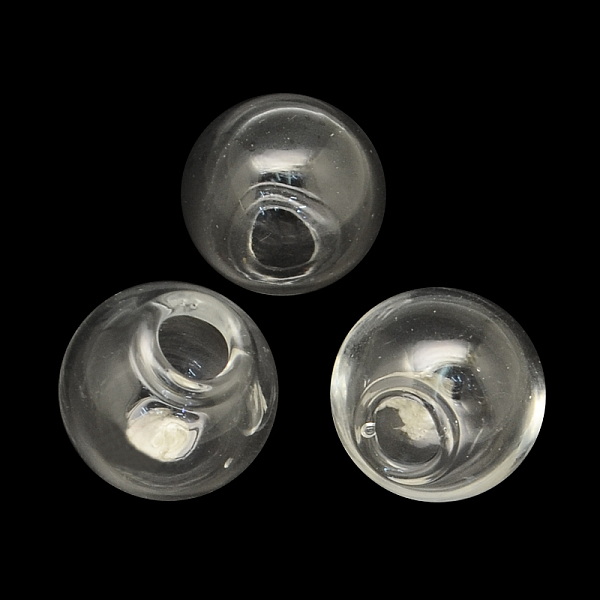 

PandaHall Round Handmade Blown Glass Globe Ball Bottles, One Hole, for Glass Vial Pendants Making, Clear, 12mm, Hole: 3~4mm Glass Round...