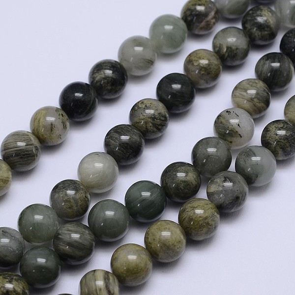 Runde Natürliche Grün Rutilquarz Perlen Stränge