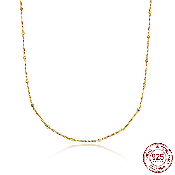 

PandaHall 925 Sterling Silver Satellite Chains Necklaces, Real 18K Gold Plated, 15.75 inch(40cm) Sterling Silver