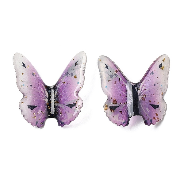 

PandaHall Translucent Resin Cabochons, with Gold Foils, Butterfly, Plum, 37x40x2mm Resin Butterfly Purple