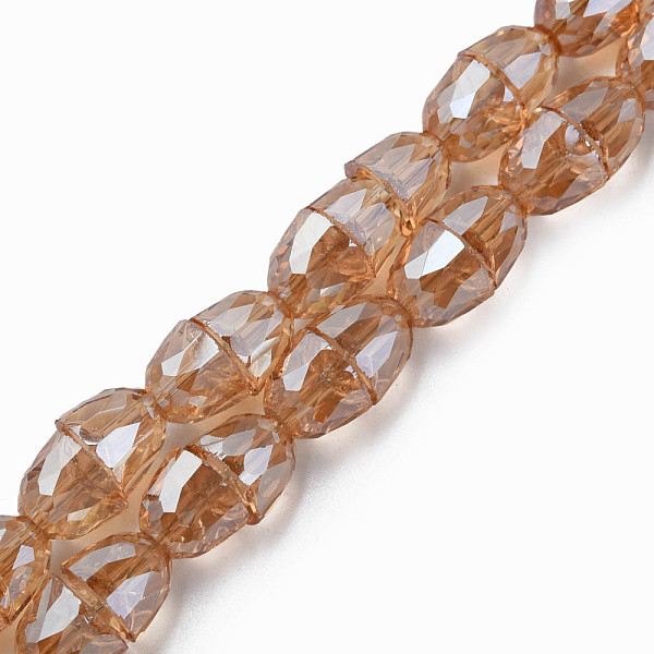 

PandaHall Electroplate Transparent Glass Beads Strands, Faceted, Bell, BurlyWood, 8x7mm, Hole: 1mm, about 94~100pcs/strand, 25.20 inch(64cm)..., Orange