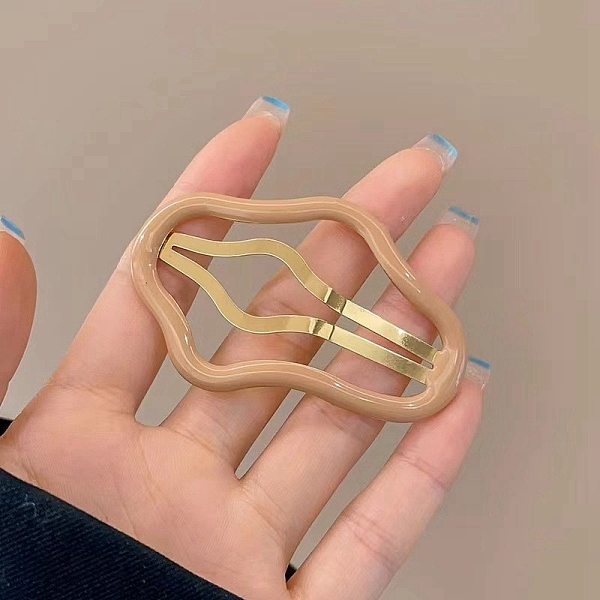 

PandaHall Cloud Shape Iron Alloy Snap Hair Clips, Enamel Style Hair Accessories for Girls, Sandy Brown, 67x42mm Alloy Cloud