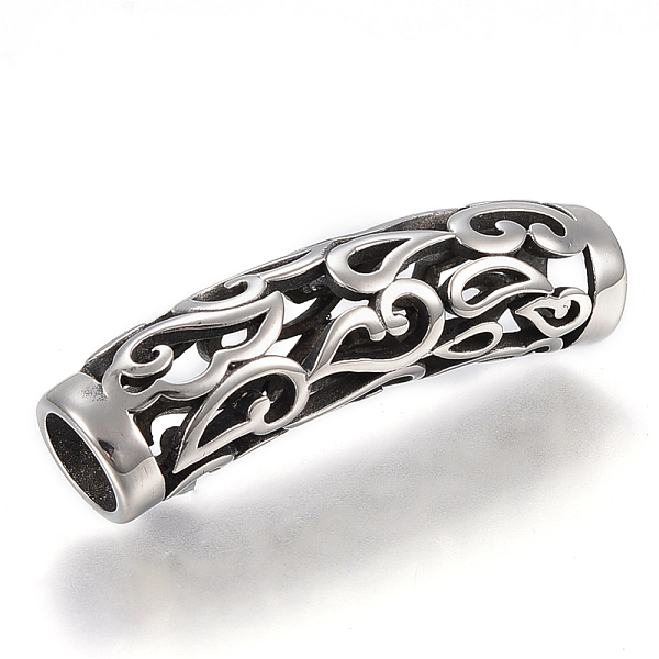 

PandaHall 304 Stainless Steel Tube Beads, Antique Silver, 43.5x11mm, Hole: 8mm 304 Stainless Steel Tube
