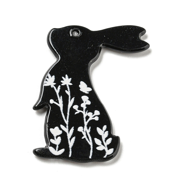 

PandaHall Opaque Acrylic Sided Pendants, Rabbit, Black, 37x29.5x2.6mm, Hole: 2.2mm Acrylic Rabbit Black
