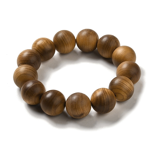 

PandaHall 18mm Round Wood Beaded Stretch Bracelets, BurlyWood, Inner Diameter: 2-3/8 inch(6.05cm) Wood Round Orange