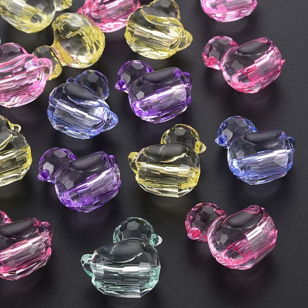 

PandaHall Transparent Acrylic European Beads, Large Hole Beads, Faceted, Duck, Mixed Color, 29.5x24.5x18.5mm, Hole: 6mm, about 94pcs/500g..., Multicolor