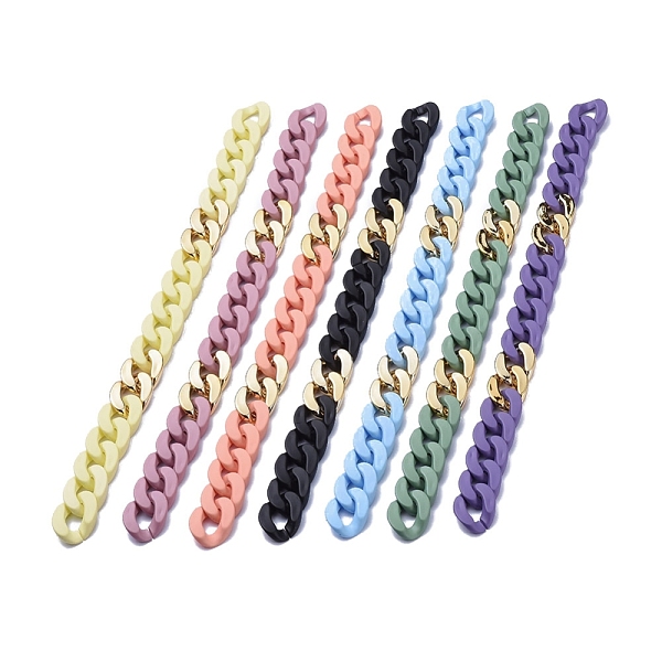 

PandaHall Handmade Curb Chains, Cuban Link Chains, with Opaque Spray Painted Acrylic and CCB Plastic Linking Rings, for Jewelry Making..., Multicolor