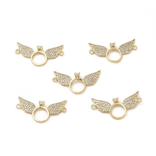 

PandaHall Brass Micro Pave Clear Cubic Zirconia Connector Charms, Ring Lins with Wing, Real 18K Gold Plated, 30x14.5x3.5mm, Hole: 1.4mm...