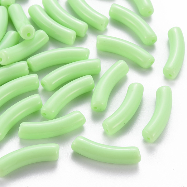 

PandaHall Opaque Acrylic Beads, Curved Tube, Spring Green, 32x9.5x8mm, Hole: 1.8mm Acrylic Tube