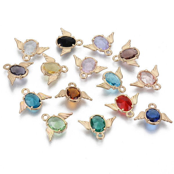 

PandaHall Faceted Glass Pendants, with Alloy Claw Settings Findings, Cadmium Free & Nickel Free & Lead Free, Angel, Light Gold, Mixed Color..., Multicolor