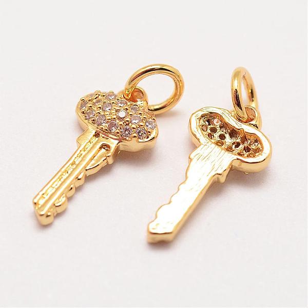 

PandaHall Brass Micro Pave Grade AAA Cubic Zirconia Charms, Long-Lasting Plated, Key, Cadmium Free & Nickel Free & Lead Free, Real 18K Gold...