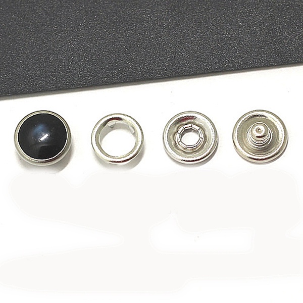 

PandaHall Brass Snap Buttons, with Resin, Garment Buttons, for Costume Jacket Coat Accessories, Black, 9~10x2~5mm Brass+Resin Half Round...