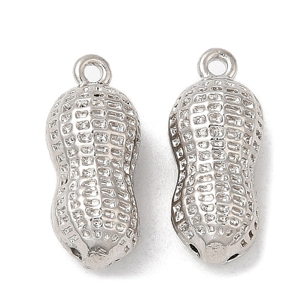 

PandaHall Brass Pendants, Nickel Free, Peanut Charm, Real Platinum Plated, 16.5x7mm, Hole: 1mm Brass Food