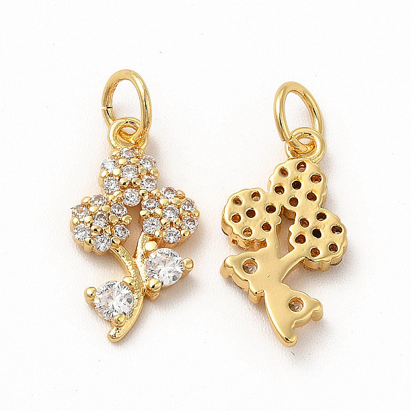 

PandaHall Rack Plating Brass Micro Pave Cubic Zirconia Pendants, with Jump Ring, Real 18K Gold Plated, Long-Lasting Plated, Flower Charm..., Clear