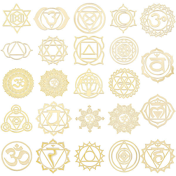 

PandaHall FINGERINSPIRE 24Pcs 24 Styles Chakra Hollow Metal Stickers, Brass Self-Adhesive Decals for DIY Scrapbooking, Phone Decoration...