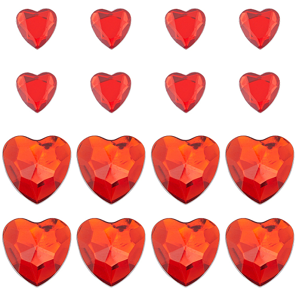 

PandaHall Gorgecraft 200Pcs 2 Style Acrylic Rhinestone Cabochons, Flat Back & Back Plated, Faceted, Heart, Red, 15~25x14.5~24x2~4mm...