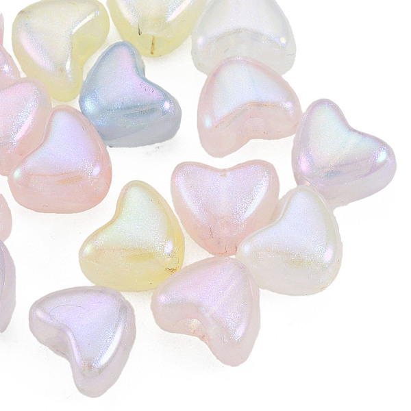 

PandaHall Rainbow Iridescent Plating Acrylic Beads, Glitter Beads, Heart, Mixed Color, 8.5x11x7.5mm, Hole: 4mm Acrylic Heart Multicolor