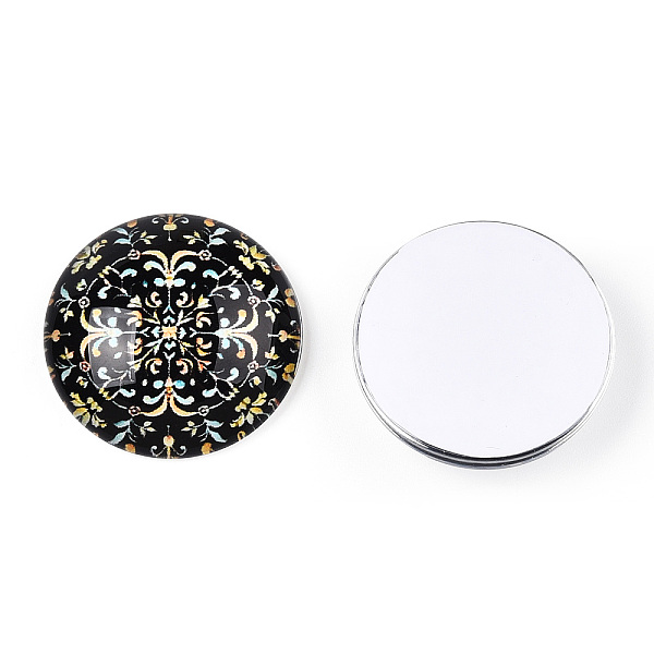 

PandaHall Glass Cabochons, Half Round with Kaleidoscope Pattern, Colorful, 25x7.5mm Glass Half Round Multicolor