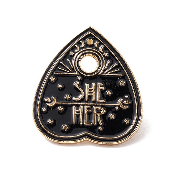 

PandaHall She Her Word Enamel Pin, Spade Alloy Badge for Backpack Clothes, Golden, Black, 30x27.5x2mm Alloy+Enamel Word Black