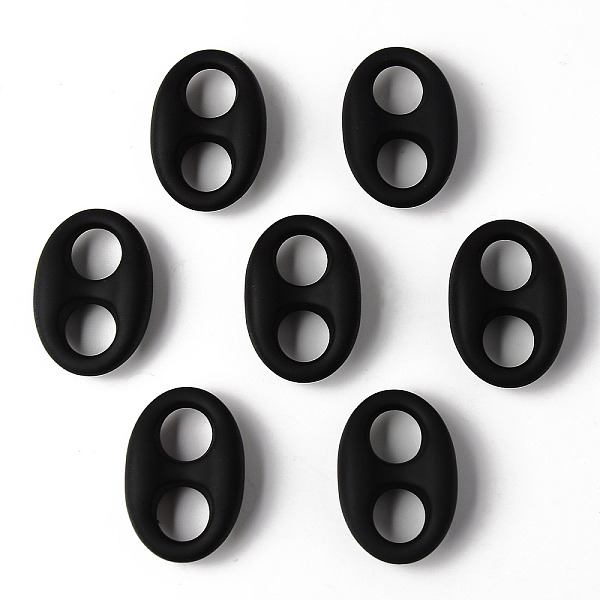 

PandaHall Rubberized Style Acrylic Links Connectors, Oval, Black, 32.5x22x10mm, Hole: 10x9.5mm Acrylic Oval Black