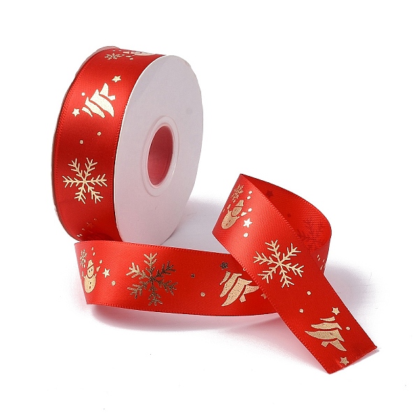 

PandaHall 25 Yards Christmas Theme Printed Polyester Ribbon, for DIY Jewelry Making, Red, 7/8~1 inch(23~25mm) Polyester Snowflake Red