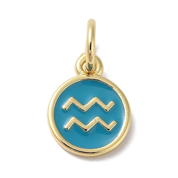 

PandaHall Real 18K Gold Plated Brass Enamel Charms, with Jump Ring, Long-Lasting Plated, Lead Free & Cadmium Free, Flat Round with Aquarius...