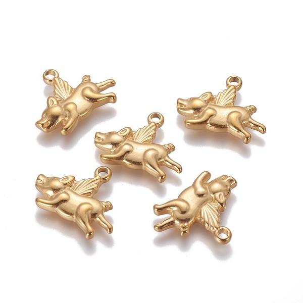 

PandaHall 304 Stainless Steel Pendants, Pig, Golden, 15.7~15.8x20x2.8~2.9mm, Hole: 2mm 304 Stainless Steel Pig