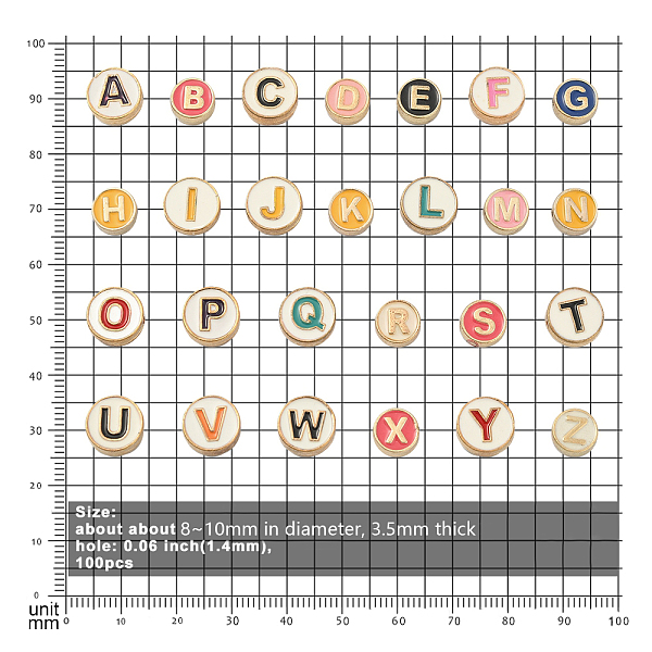 100 Stück Legierungs-Emaille-Perlen