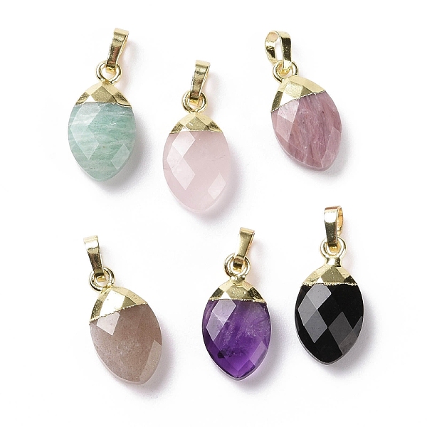 

PandaHall Natural Mixed Gemstone Pendants, with Golden Tone Brass Findings, Cadmium Free & Lead Free, Faceted, Oval, Mixed Dyed and Undyed...