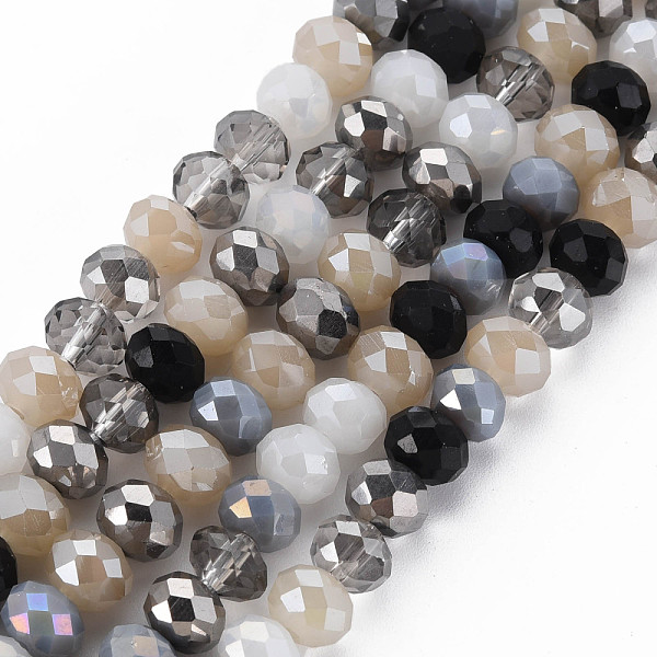 

PandaHall Electroplate Glass Beads Strands, AB Color Plated, Faceted, Rondelle, Wheat, 7.5~8x6mm, Hole: 1.5mm, about 69~72pcs/strand, 16.54..., Orange