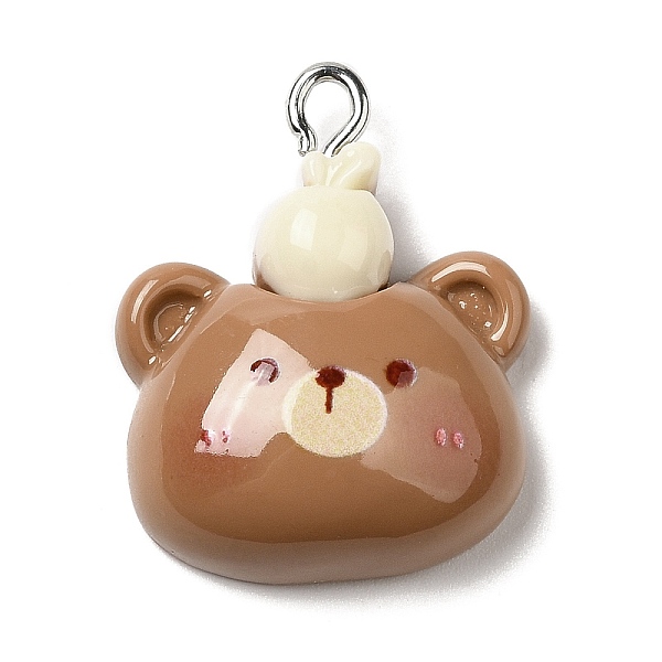 

PandaHall Opaque Resin Pendants, with Platinum Plated Iron Loops, Bear, 26x21x8mm, Hole: 2.5mm Iron+Resin Bear Brown