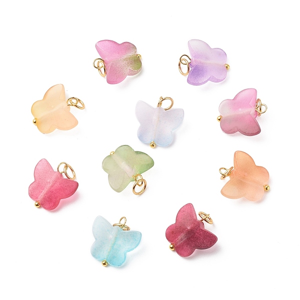 

PandaHall Two Tone Spray Painted Transparent Acrylic Pendants, with 304 Stainless Steel Jump Rings, Butterfly, Golden, 15x14x6.5mm, Jump..., Multicolor