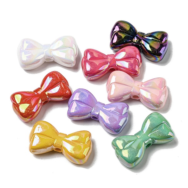 

PandaHall UV Plating Acrylic Beads, Bowknot, Mixed Color, 16x29x8.5mm, Hole: 2.5mm Acrylic Bowknot Multicolor