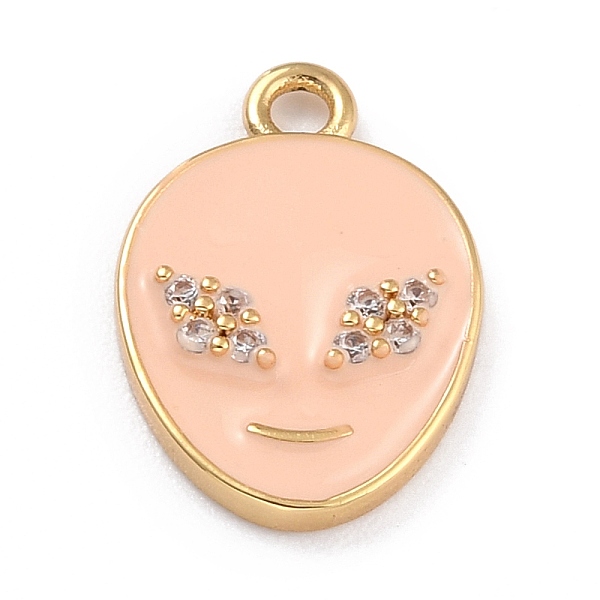 

PandaHall Golden Plated Brass Micro Pave Clear Cubic Zirconia Pendants, with Enamel, Long-Lasting Plated, Extra-terrestrial, PeachPuff..., Brown