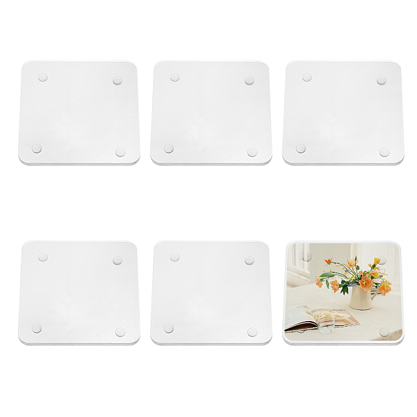 

PandaHall Personalized Clear Acrylic Coasters, Home & Business Use, Wedding and Party Favors, 10x10x0.65cm Acrylic Clear