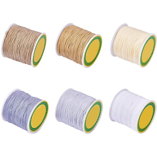 

PandaHall JEWELEADER 6 Colors About 600 Yard Rattail Nylon Cord 0.8mm Chinese Knotting Cord Braided Macrame Thread Beading String for DIY..., Multicolor